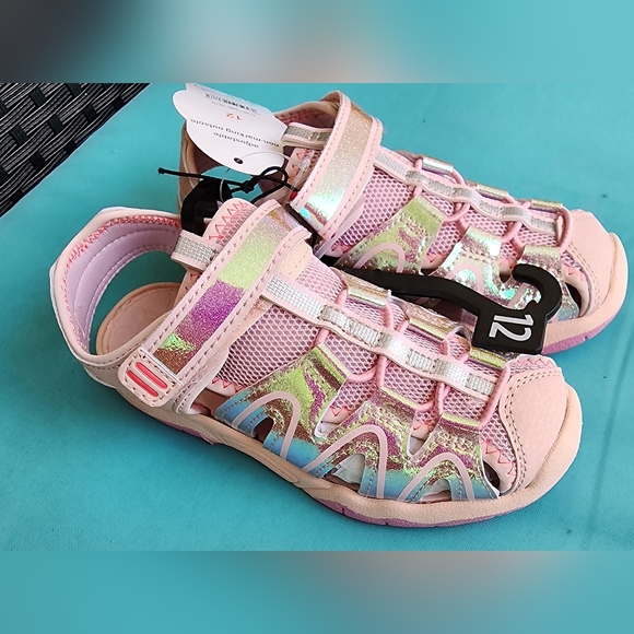Size 12 - Wonder Nation Girl's Closed Toe Pink Sandals - Picture 3 of 8